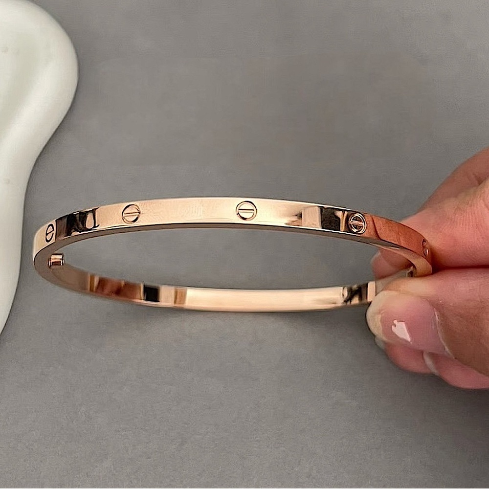 Rose Gold Bangle Bracelet without Stones Thin Version